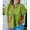 imageCicy Bell Womens Summer Babydoll Tops V Neck Short Lantern Sleeve Shirts Cute Loose Fit Peplum Flowy BlousesOlive Drab