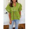 imageCicy Bell Womens Summer Babydoll Tops V Neck Short Lantern Sleeve Shirts Cute Loose Fit Peplum Flowy BlousesOlive Drab
