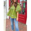 imageCicy Bell Womens Summer Babydoll Tops V Neck Short Lantern Sleeve Shirts Cute Loose Fit Peplum Flowy BlousesOlive Drab