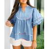 imageCicy Bell Womens Summer Babydoll Tops V Neck Short Lantern Sleeve Shirts Cute Loose Fit Peplum Flowy BlousesSky Blue