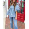 imageCicy Bell Womens Summer Babydoll Tops V Neck Short Lantern Sleeve Shirts Cute Loose Fit Peplum Flowy BlousesSky Blue