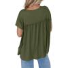 imageCicy Bell Womens Summer Babydoll Tunic Tops Pleated Short Sleeve Crew Neck Peplum T Shirts Casual Loose Fit OutfitsArmy Green