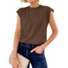 imageCicy Bell Womens Cap Sleeve Cotton Tank Tops Summer Casual Loose Fit T Shirts Crew Neck Basic TeeCoffee