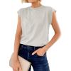 imageCicy Bell Womens Cap Sleeve Cotton Tank Tops Summer Casual Loose Fit T Shirts Crew Neck Basic TeeLight Grey