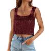 imageCicy Bell Womens Sequin Crop Tank Tops Cute Sleeveless Sparkly Camisole Blouse Cocktail Evening Party Tank ShirtsWine Red
