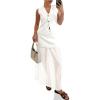 imageCicy Bell Womens Summer 2 Piece Outfits V Neck Sleeveless Blazer Waistcoat and Mesh Maxi Skirt Suit SetsWhite