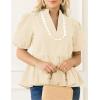imageCicy Bell Womens Puff Sleeve Peplum Blouses Ruffle V Neck Summer Casual Tops Babydoll Loose Fit ShirtsApricot