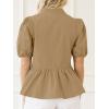 imageCicy Bell Womens Puff Sleeve Peplum Blouses Ruffle V Neck Summer Casual Tops Babydoll Loose Fit ShirtsCamel