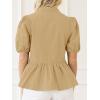 imageCicy Bell Womens Puff Sleeve Peplum Blouses Ruffle V Neck Summer Casual Tops Babydoll Loose Fit ShirtsKhaki
