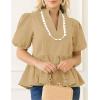 imageCicy Bell Womens Puff Sleeve Peplum Blouses Ruffle V Neck Summer Casual Tops Babydoll Loose Fit ShirtsKhaki