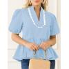 imageCicy Bell Womens Puff Sleeve Peplum Blouses Ruffle V Neck Summer Casual Tops Babydoll Loose Fit ShirtsSky Blue