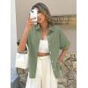 imageCicy Bell Womens Summer Button Down Shirts Short Sleeve Collared Dressy Casual Blouses Work Loose Fit TopsArmy Green