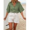 imageCicy Bell Womens Summer Button Down Shirts Short Sleeve Collared Dressy Casual Blouses Work Loose Fit TopsArmy Green