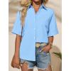 imageCicy Bell Womens Summer Button Down Shirts Short Sleeve Collared Dressy Casual Blouses Work Loose Fit TopsSky Blue