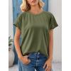 imageCicy Bell Womens Summer Pleated T Shirts Batwing Short Sleeve Casual Crew Neck Tunic Tops Loose Fit Basic TeesArmy Green
