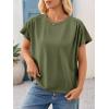 imageCicy Bell Womens Summer Pleated T Shirts Batwing Short Sleeve Casual Crew Neck Tunic Tops Loose Fit Basic TeesArmy Green