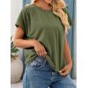 imageCicy Bell Womens Summer Pleated T Shirts Batwing Short Sleeve Casual Crew Neck Tunic Tops Loose Fit Basic TeesArmy Green