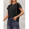 imageCicy Bell Womens Summer Pleated T Shirts Batwing Short Sleeve Casual Crew Neck Tunic Tops Loose Fit Basic TeesBlack