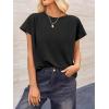 imageCicy Bell Womens Summer Pleated T Shirts Batwing Short Sleeve Casual Crew Neck Tunic Tops Loose Fit Basic TeesBlack