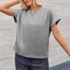 imageCicy Bell Womens Summer Pleated T Shirts Batwing Short Sleeve Casual Crew Neck Tunic Tops Loose Fit Basic TeesGrey