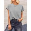 imageCicy Bell Womens Summer Pleated T Shirts Batwing Short Sleeve Casual Crew Neck Tunic Tops Loose Fit Basic TeesGrey