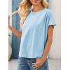 imageCicy Bell Womens Summer Pleated T Shirts Batwing Short Sleeve Casual Crew Neck Tunic Tops Loose Fit Basic TeesLight Blue