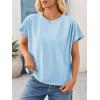 imageCicy Bell Womens Summer Pleated T Shirts Batwing Short Sleeve Casual Crew Neck Tunic Tops Loose Fit Basic TeesLight Blue