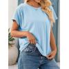 imageCicy Bell Womens Summer Pleated T Shirts Batwing Short Sleeve Casual Crew Neck Tunic Tops Loose Fit Basic TeesLight Blue