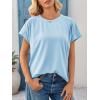 imageCicy Bell Womens Summer Pleated T Shirts Batwing Short Sleeve Casual Crew Neck Tunic Tops Loose Fit Basic TeesLight Blue