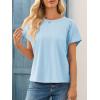 imageCicy Bell Womens Summer Pleated T Shirts Batwing Short Sleeve Casual Crew Neck Tunic Tops Loose Fit Basic TeesLight Blue