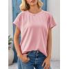 imageCicy Bell Womens Summer Pleated T Shirts Batwing Short Sleeve Casual Crew Neck Tunic Tops Loose Fit Basic TeesPink