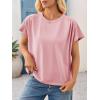 imageCicy Bell Womens Summer Pleated T Shirts Batwing Short Sleeve Casual Crew Neck Tunic Tops Loose Fit Basic TeesPink