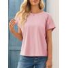 imageCicy Bell Womens Summer Pleated T Shirts Batwing Short Sleeve Casual Crew Neck Tunic Tops Loose Fit Basic TeesPink