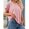 imageCicy Bell Womens Summer Pleated T Shirts Batwing Short Sleeve Casual Crew Neck Tunic Tops Loose Fit Basic TeesPink