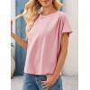 imageCicy Bell Womens Summer Pleated T Shirts Batwing Short Sleeve Casual Crew Neck Tunic Tops Loose Fit Basic TeesPink
