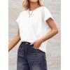 imageCicy Bell Womens Summer Pleated T Shirts Batwing Short Sleeve Casual Crew Neck Tunic Tops Loose Fit Basic TeesWhite