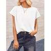imageCicy Bell Womens Summer Pleated T Shirts Batwing Short Sleeve Casual Crew Neck Tunic Tops Loose Fit Basic TeesWhite
