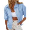 imageCicy Bell Womens Summer Button Down Shirts Short Sleeve Collared Dressy Casual Blouses Work Loose Fit TopsSky Blue