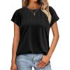 imageCicy Bell Womens Summer Pleated T Shirts Batwing Short Sleeve Casual Crew Neck Tunic Tops Loose Fit Basic TeesBlack