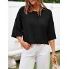 imageCicy Bell Womens Half Sleeve Cardigan Sweaters Cropped Button Down Tops Oversized Lightweight Ribbed Knit Summer OutfitsBlack
