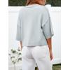imageCicy Bell Womens Half Sleeve Cardigan Sweaters Cropped Button Down Tops Oversized Lightweight Ribbed Knit Summer OutfitsGrey Blue