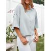 imageCicy Bell Womens Half Sleeve Cardigan Sweaters Cropped Button Down Tops Oversized Lightweight Ribbed Knit Summer OutfitsGrey Blue