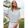imageCicy Bell Womens Half Sleeve Cardigan Sweaters Cropped Button Down Tops Oversized Lightweight Ribbed Knit Summer OutfitsGrey Blue