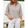 imageCicy Bell Womens Half Sleeve Cardigan Sweaters Cropped Button Down Tops Oversized Lightweight Ribbed Knit Summer OutfitsKhaki