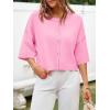 imageCicy Bell Womens Half Sleeve Cardigan Sweaters Cropped Button Down Tops Oversized Lightweight Ribbed Knit Summer OutfitsPink