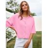 imageCicy Bell Womens Half Sleeve Cardigan Sweaters Cropped Button Down Tops Oversized Lightweight Ribbed Knit Summer OutfitsPink