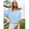 imageCicy Bell Womens Half Sleeve Cardigan Sweaters Cropped Button Down Tops Oversized Lightweight Ribbed Knit Summer OutfitsSky Blue