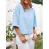 imageCicy Bell Womens Half Sleeve Cardigan Sweaters Cropped Button Down Tops Oversized Lightweight Ribbed Knit Summer OutfitsSky Blue