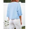 imageCicy Bell Womens Half Sleeve Cardigan Sweaters Cropped Button Down Tops Oversized Lightweight Ribbed Knit Summer OutfitsSky Blue