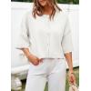 imageCicy Bell Womens Half Sleeve Cardigan Sweaters Cropped Button Down Tops Oversized Lightweight Ribbed Knit Summer OutfitsWhite